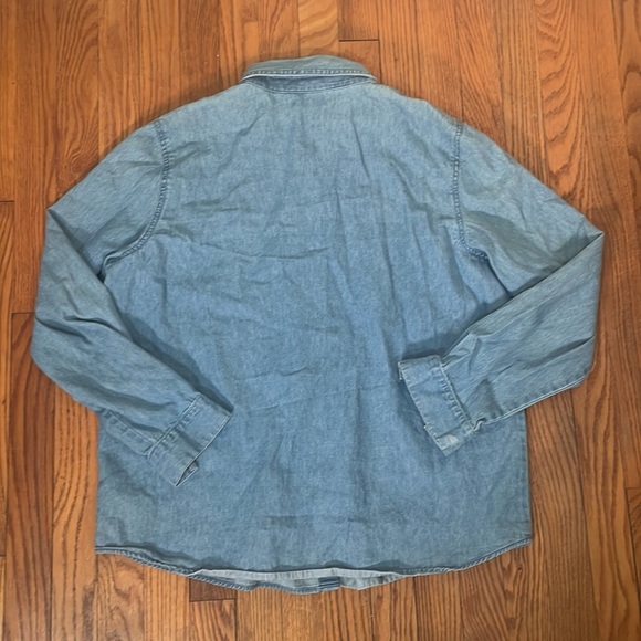 Vintage Kathy Che Chambray Button Down Shirt size 18 90's Embroidered Denim - Picture 2 of 11